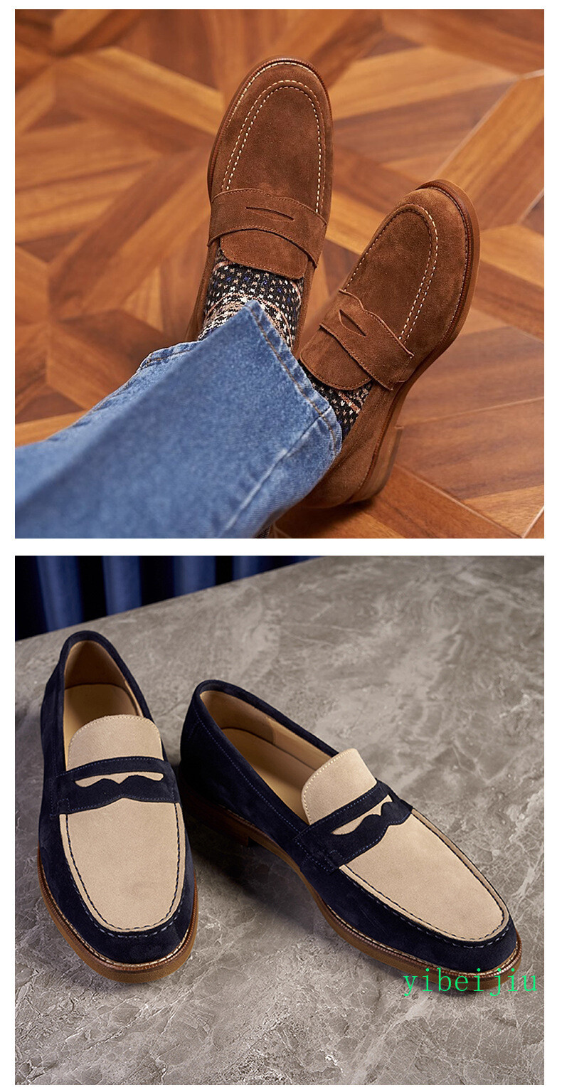 Vintage Men’s Real Suede Leather Slip On Loafers Dress Shoes Handmade Retro 2026