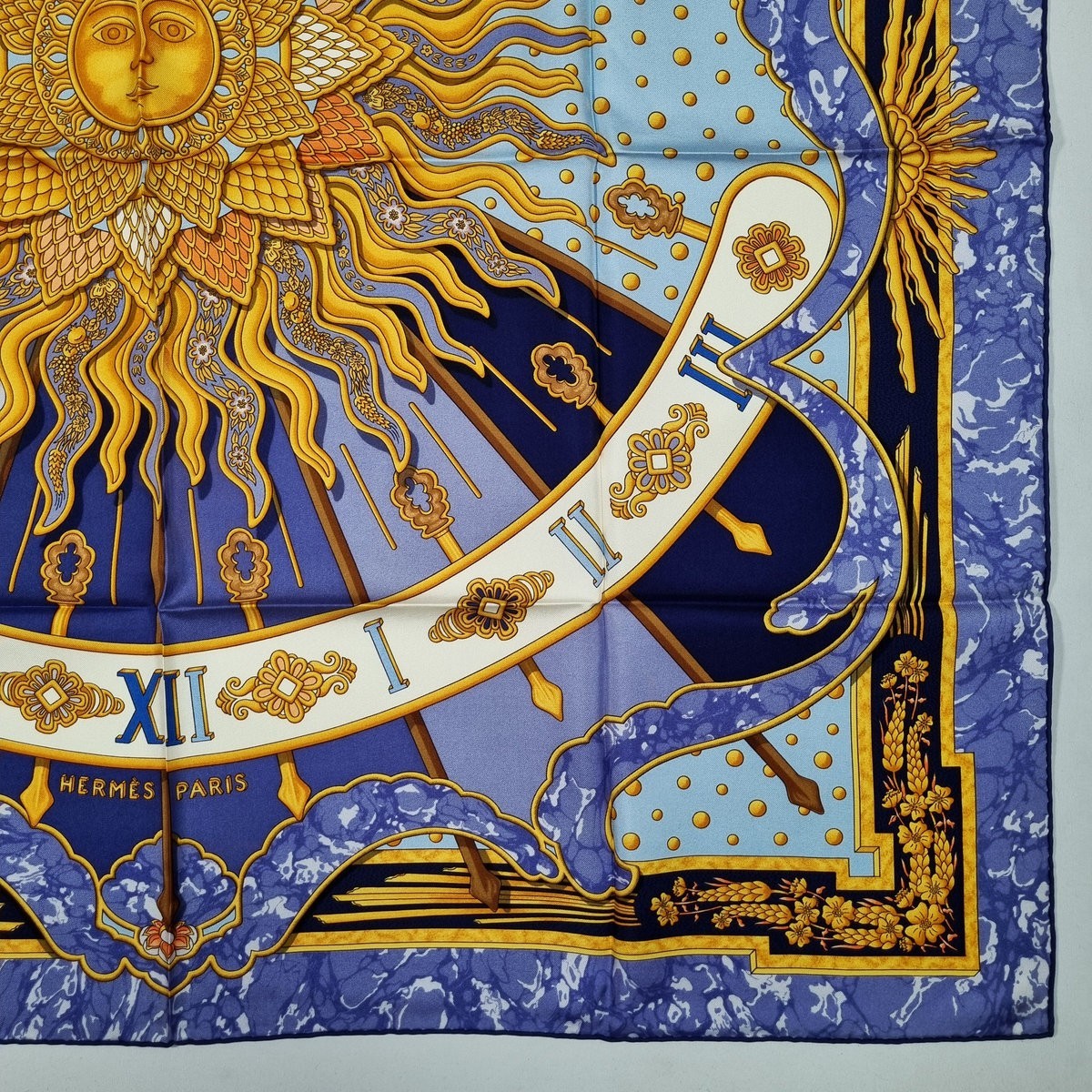 RARE VINTAGE HERMES Silk Scarf “Carpe Diem” Carre 90 designed by Joachim Metz