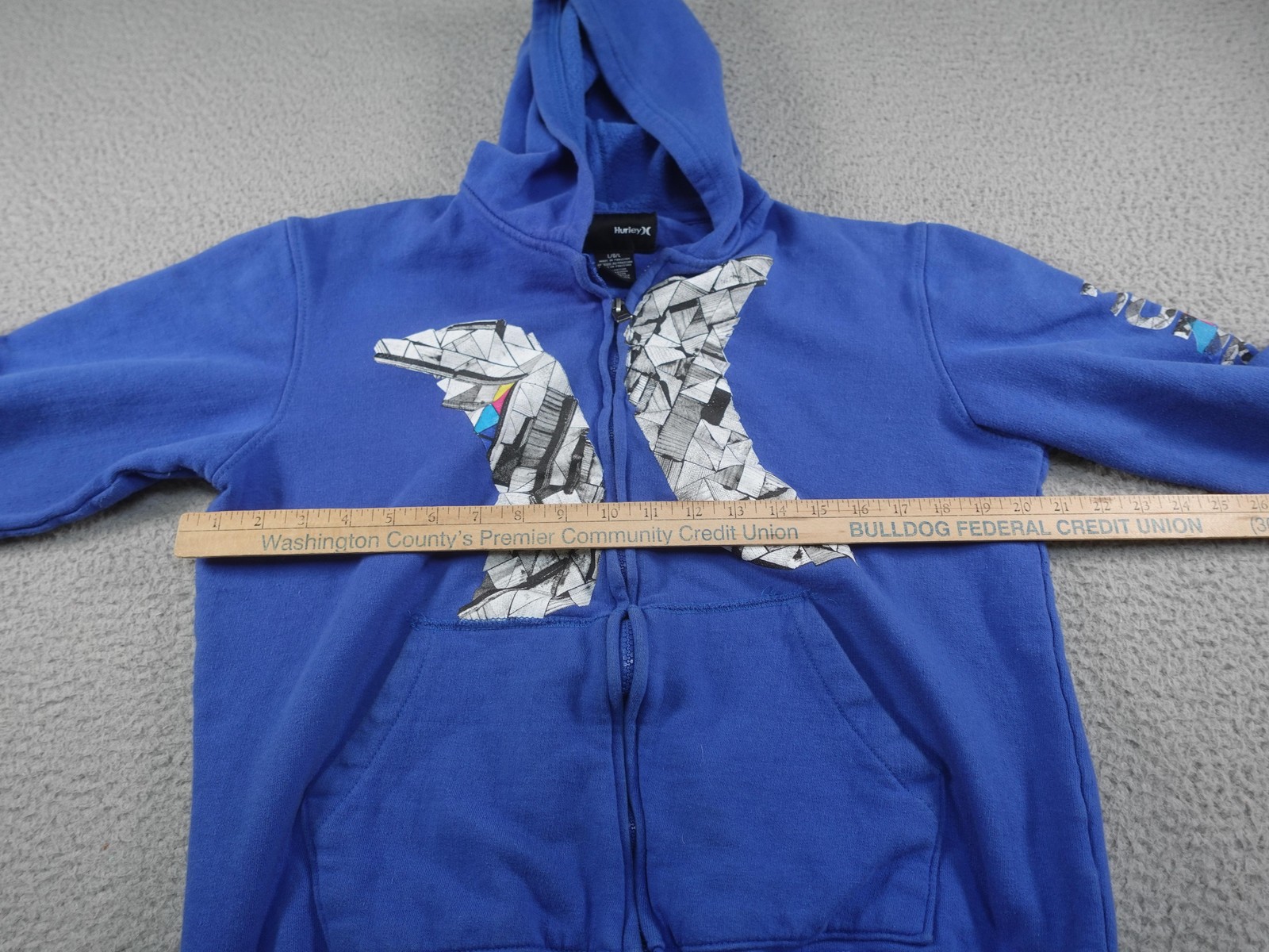 Y2K Hurley Hoodie Youth Large Blue Skater Skateboarding Surf Logo Sweatshirt
