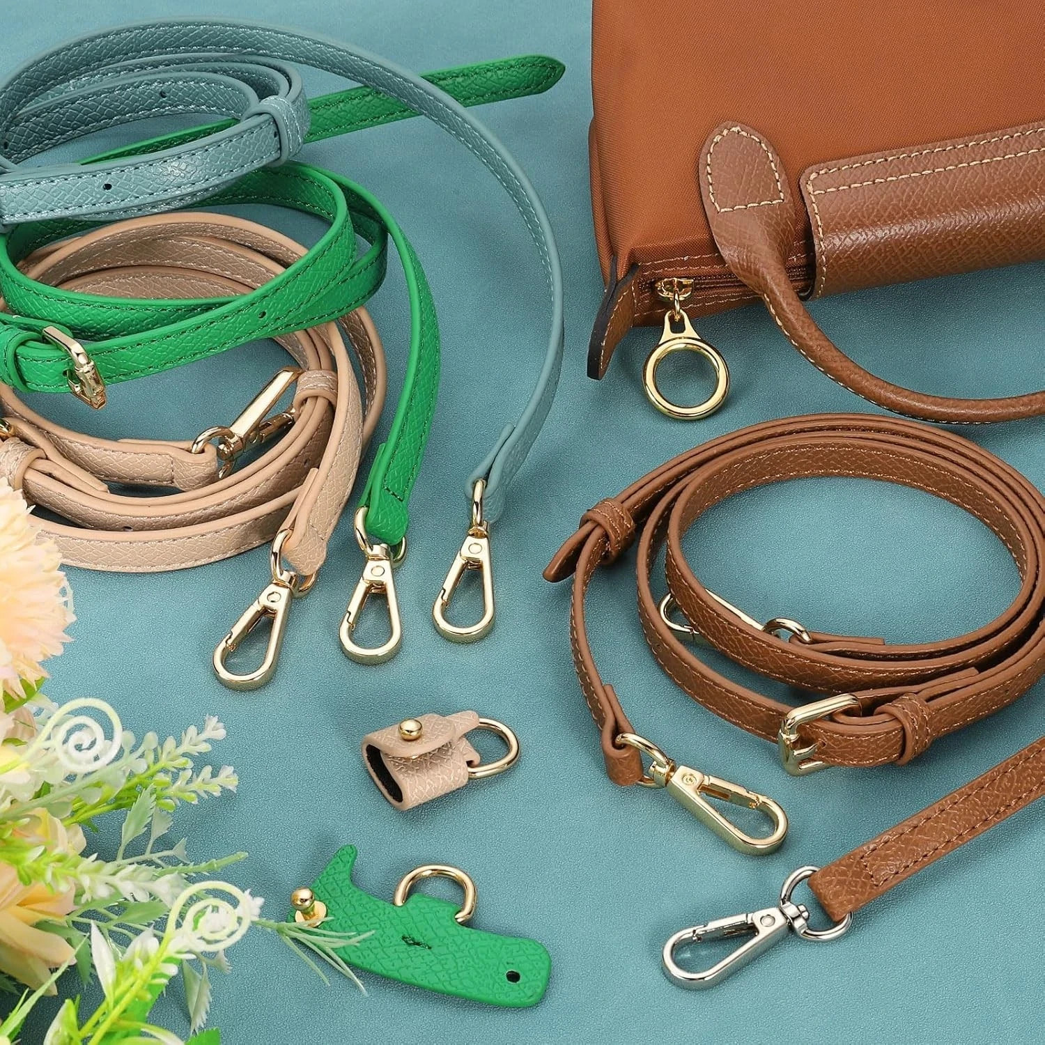36″ to 47″ Adjustable PU Leather Purse Strap with Silver Hardware Dark Green
