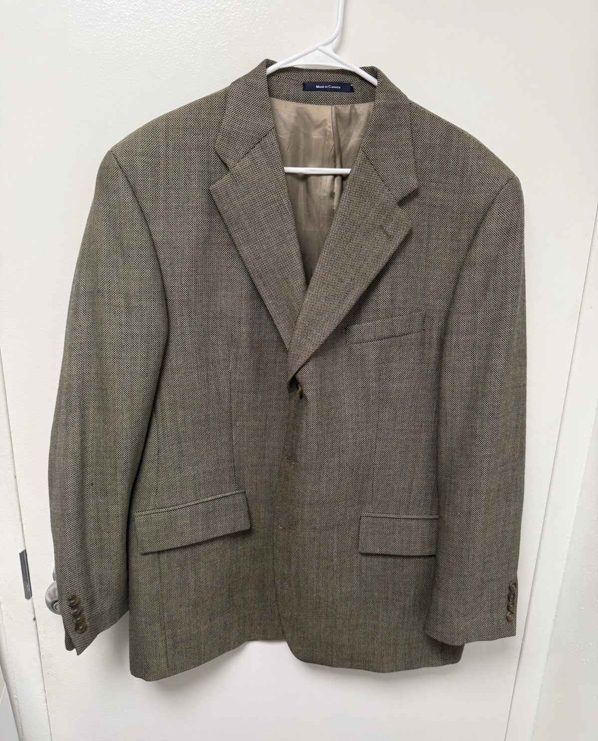 Ralph Lauren Beige/Black Herringbone Tweed Wool 2-Piece Suit 44R Classic