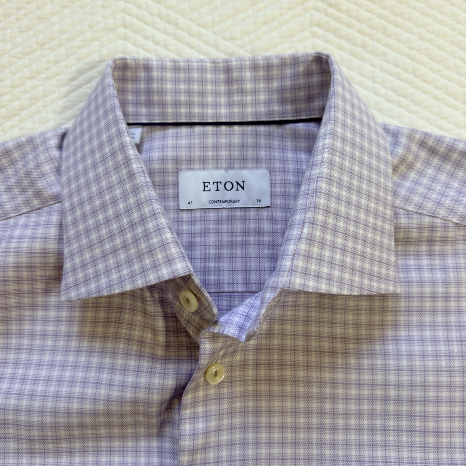 Eton Men’s Contemporary Fit Purple Check Dress Shirt Button-Front 16/41