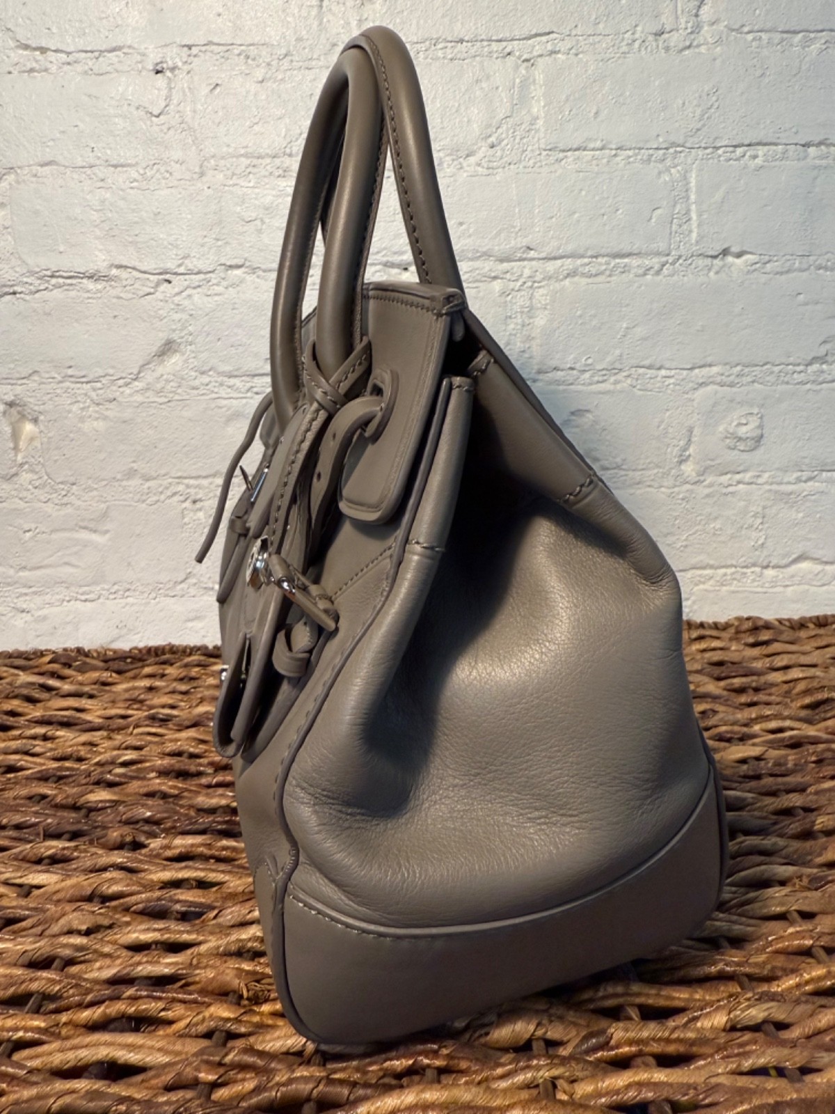 Ralph Lauren Collection Ricky 27 Handbag Grey calfskin leather