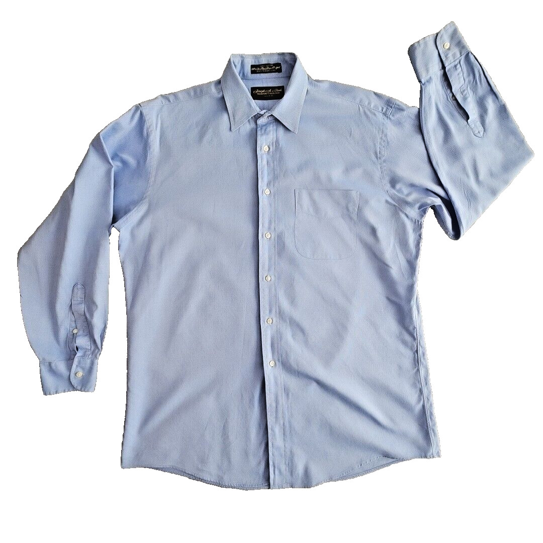 Joseph A Bank Oxford Shirt 16 1/2 x 34 Blue 100% Cotton Long Sleeve Y2K Preppy