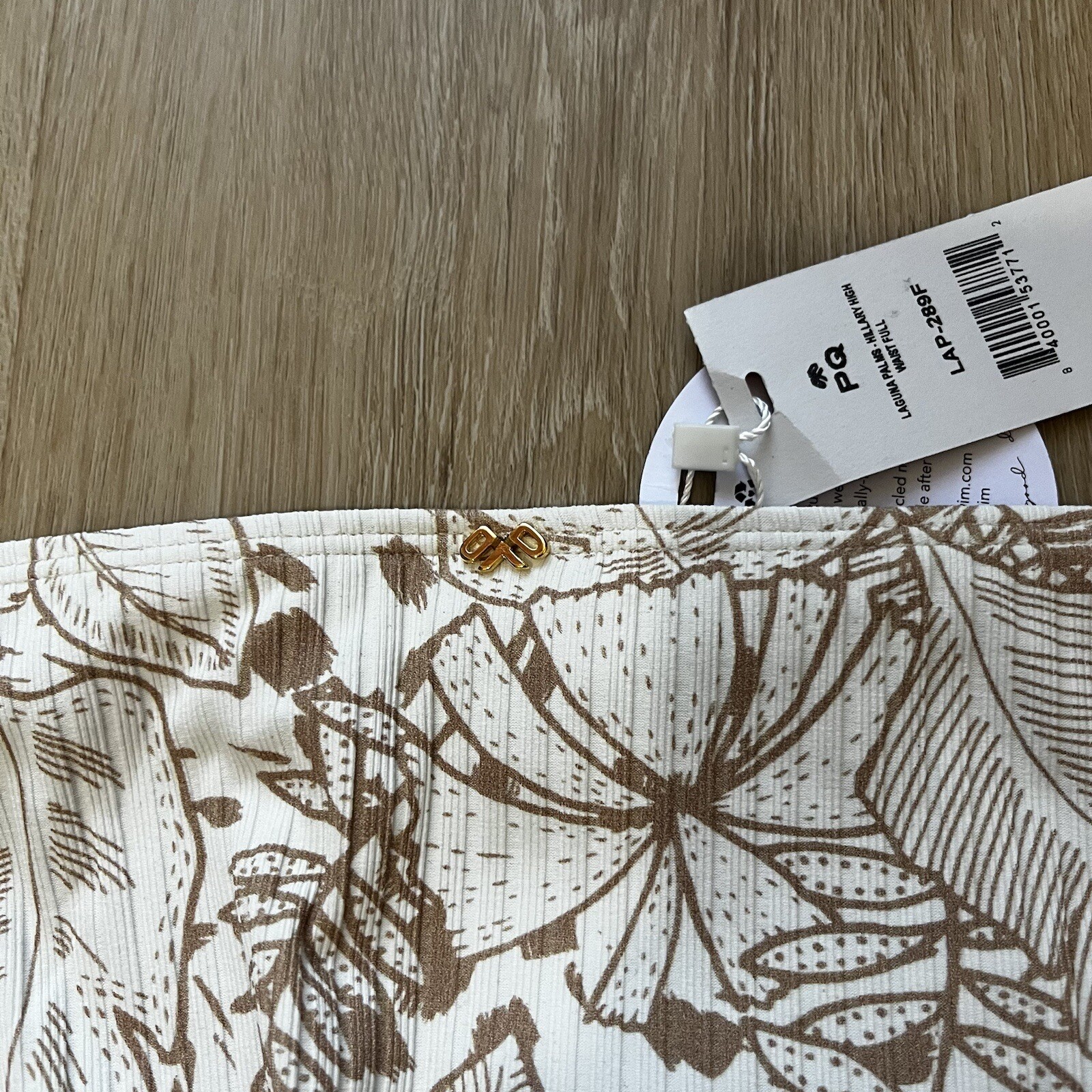 NWT PQ Swim Laguna Palms Hillary High Waist Floral Bikini Bottoms Size L