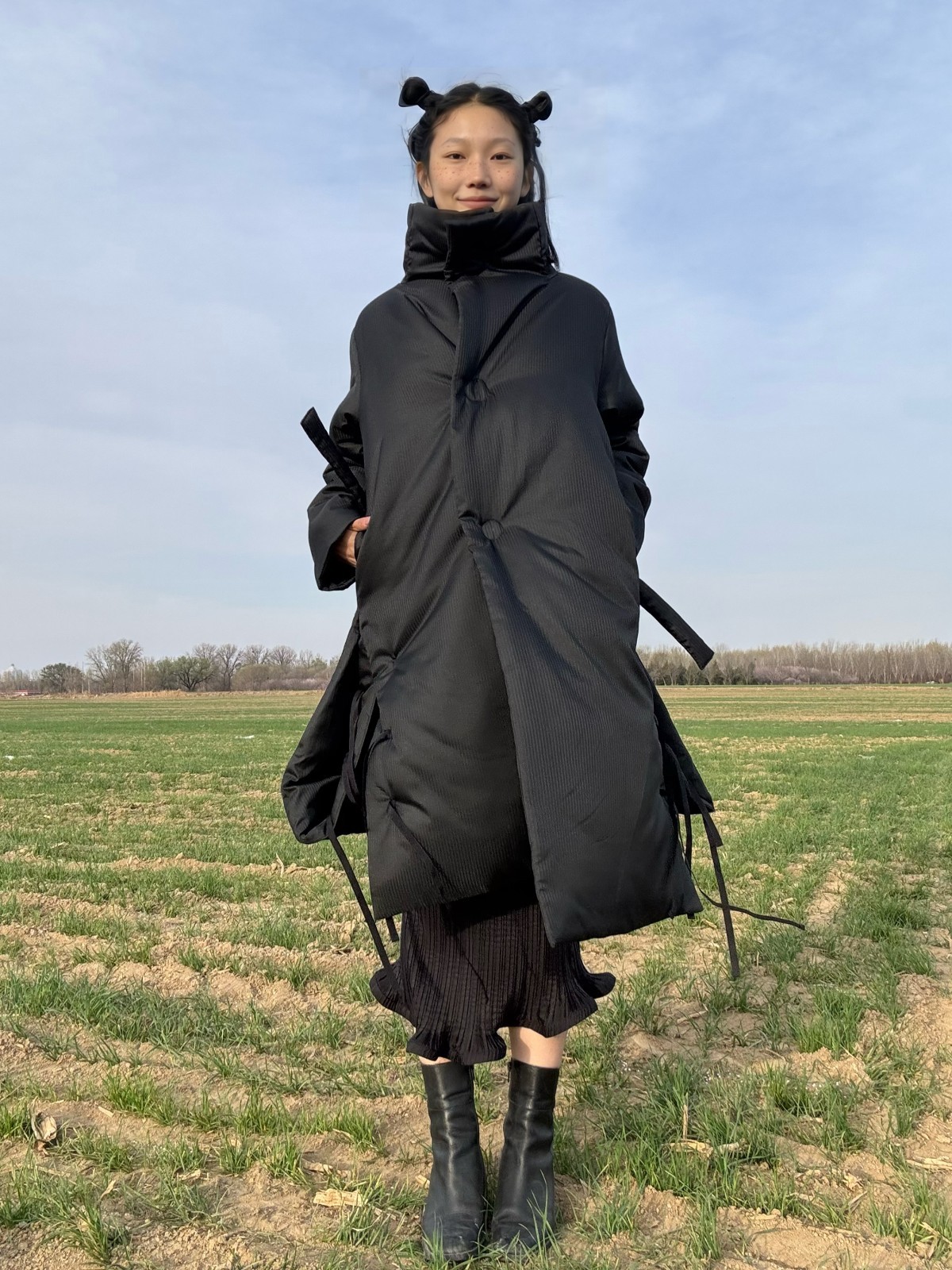 Ann demeulemeester duvet coat black puffy deconstructed Sz 40 L oversize