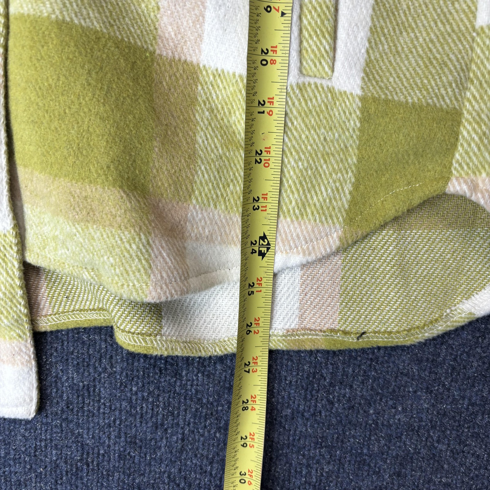 BLANKNYC Jacket Womens XS Green White Plaid Shacket Button Pockets Oversized