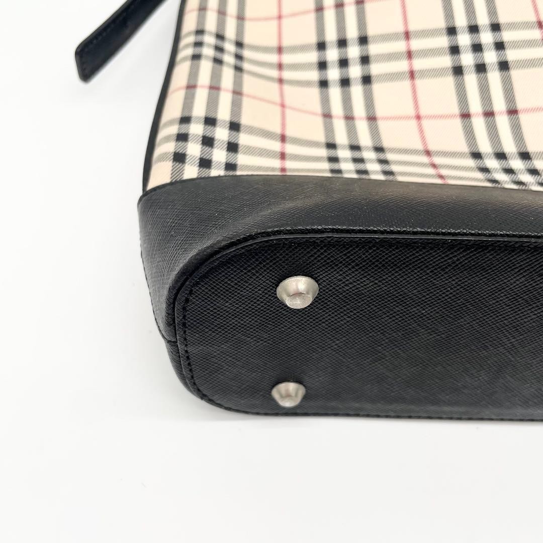 Burberry Nova Check Leather Tote Bag, 8.7×10.6×4.7in, Used