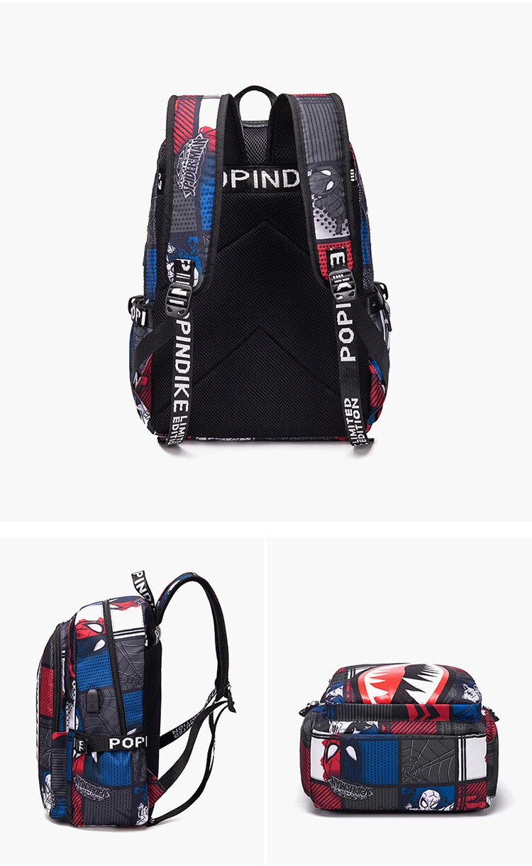 Shark Mouth x Spiderman Comic School Backpack Lightweight & Outdoor Waterproof