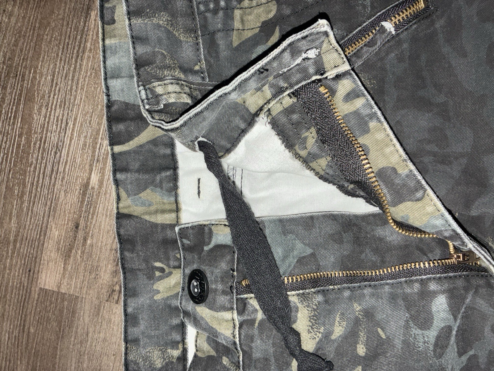 Men’s Camouflage Cargo Pants Size 42 Regular Black Gray Green Cotton Canvas