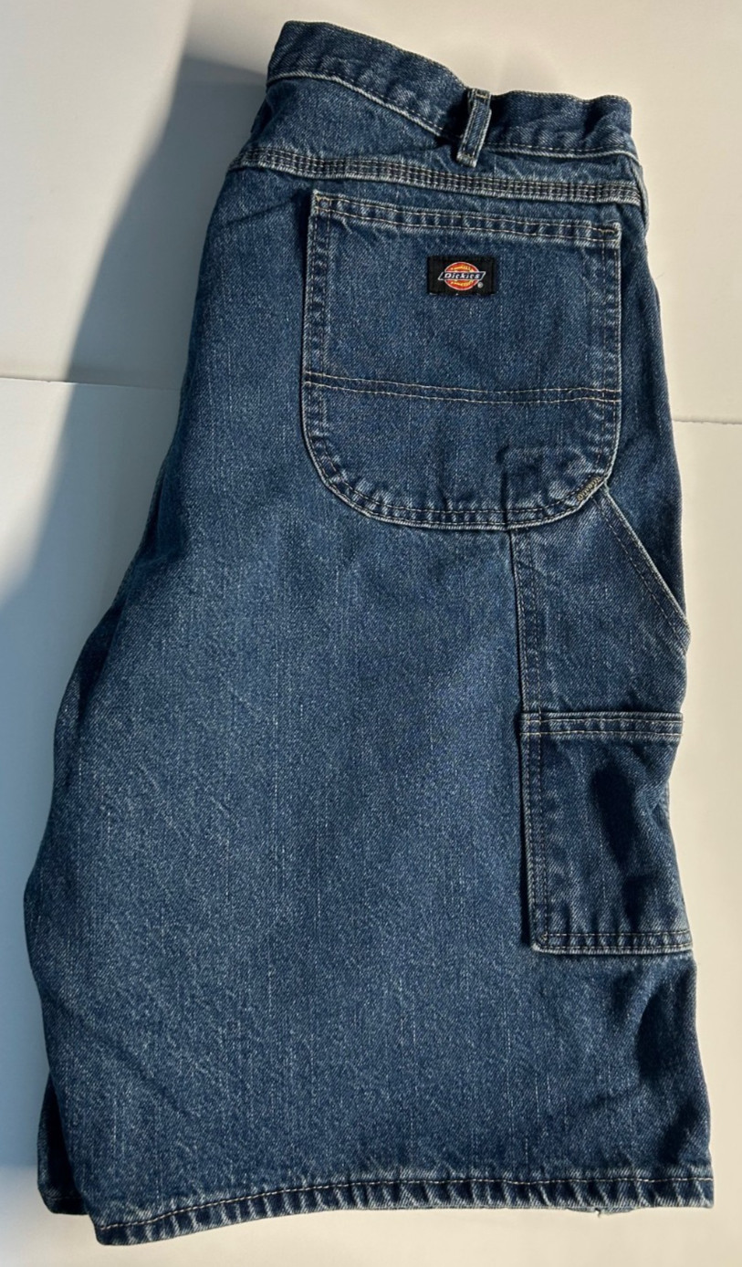 DICKIES Carpenter Short Relaxed Fit 11″ Inseam Blue Denim Mens Size 40 Workwear