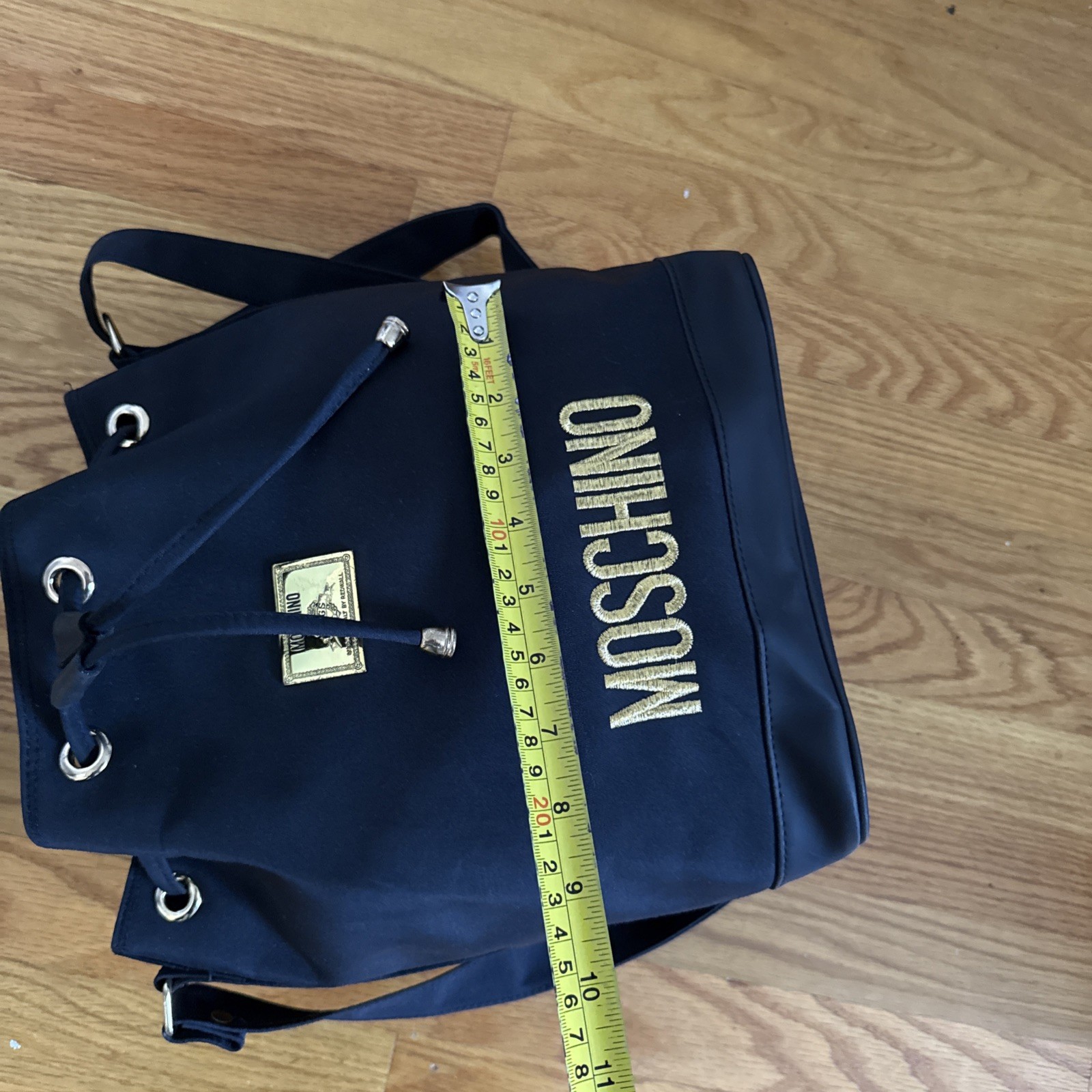 Moschino Bucket Drawstring Redwall Vintage Black Nylon Bucket Shoulder Bag Purse