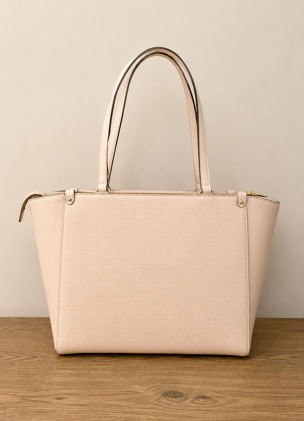 Michael Kors Holly Large Studded Top Zip Tote Bag Soft Pink Pebbled Leather EUC