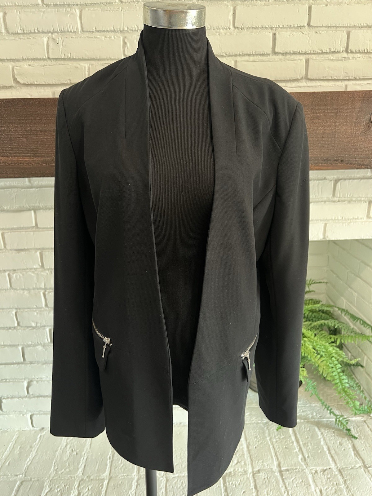 Trouvé Long Sleeve Open Front Blazer Jacket Dress Work Business Black Womens L