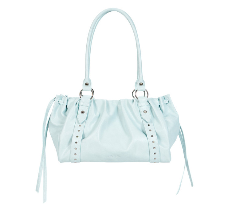 Alkialka Studded Ruched Bag Ice blue Shoulder Tote Purse daily Women