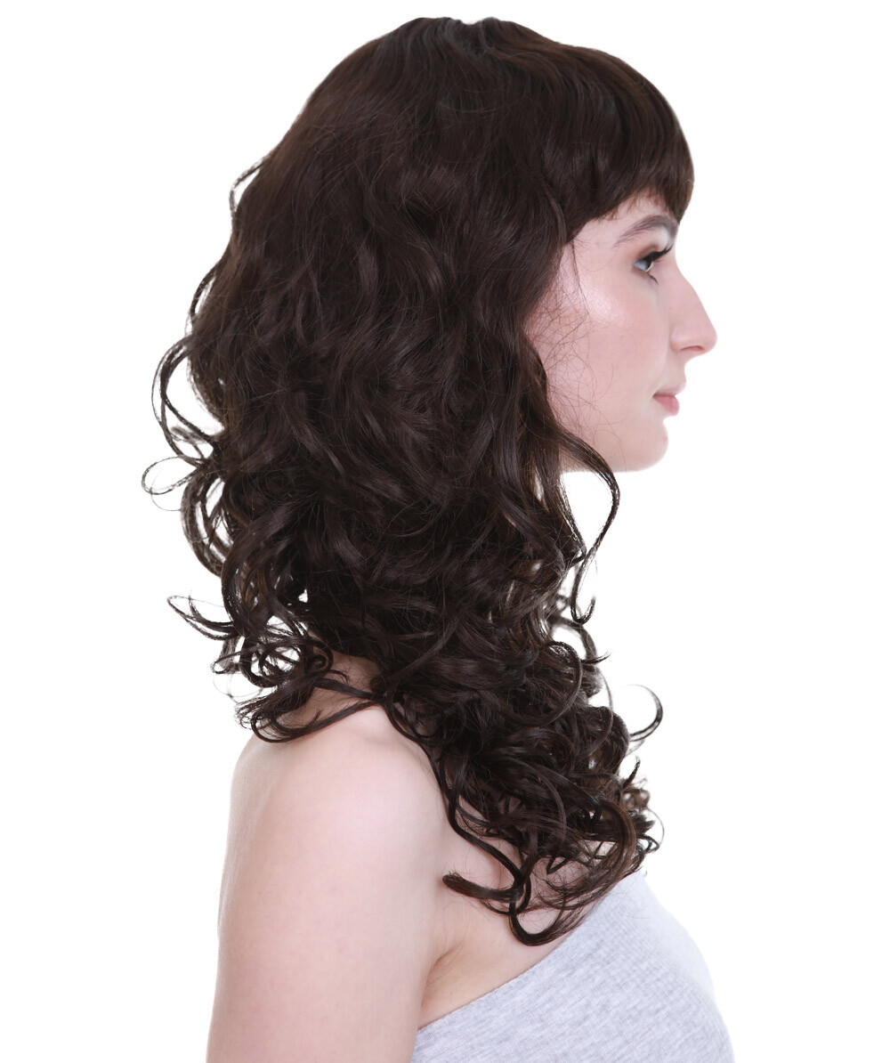 Women Long Curly Glamour Party Event Cosplay Bright black Wig HW-656 (Adult)