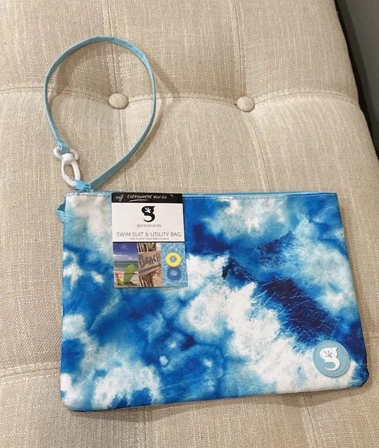Geckobrands Waterproof Wet Bag Blue Tie Dye Swim Beach Utility NWT