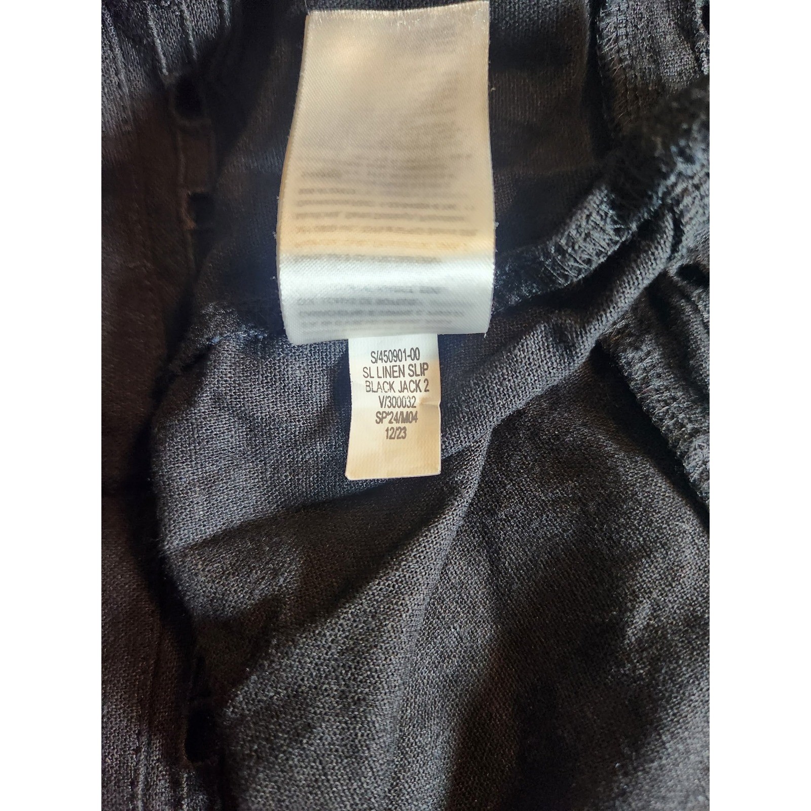Old Navy Black Linen Blend Eyelet Hem Midi Slip Dress XL Smocked Back SP24/M04