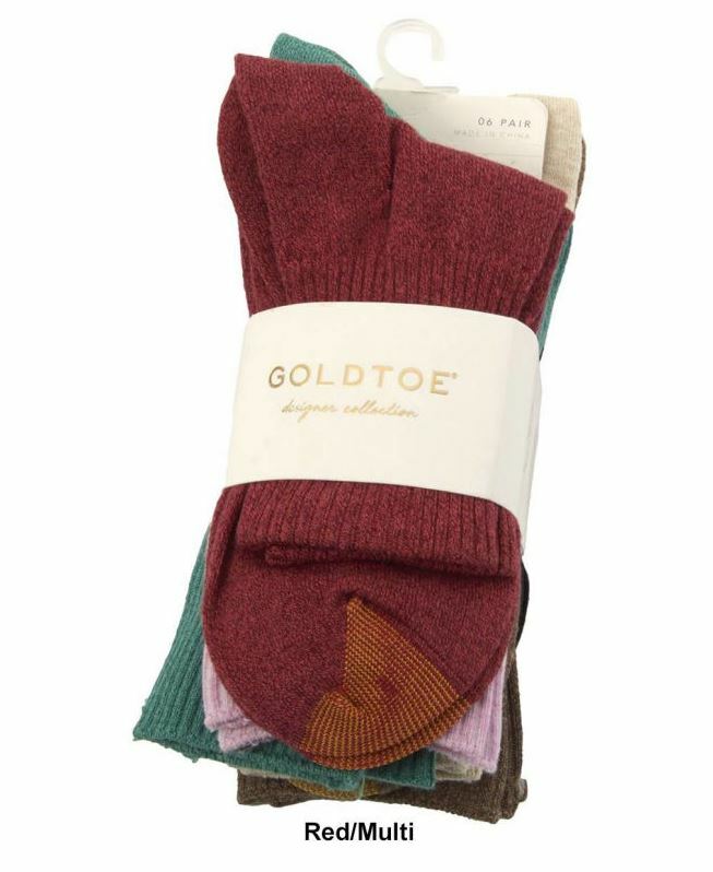 GOLD TOE Women 6 pack Turn Cuff Multi Color Socks, Size 9-11 fits shoe size 6-9