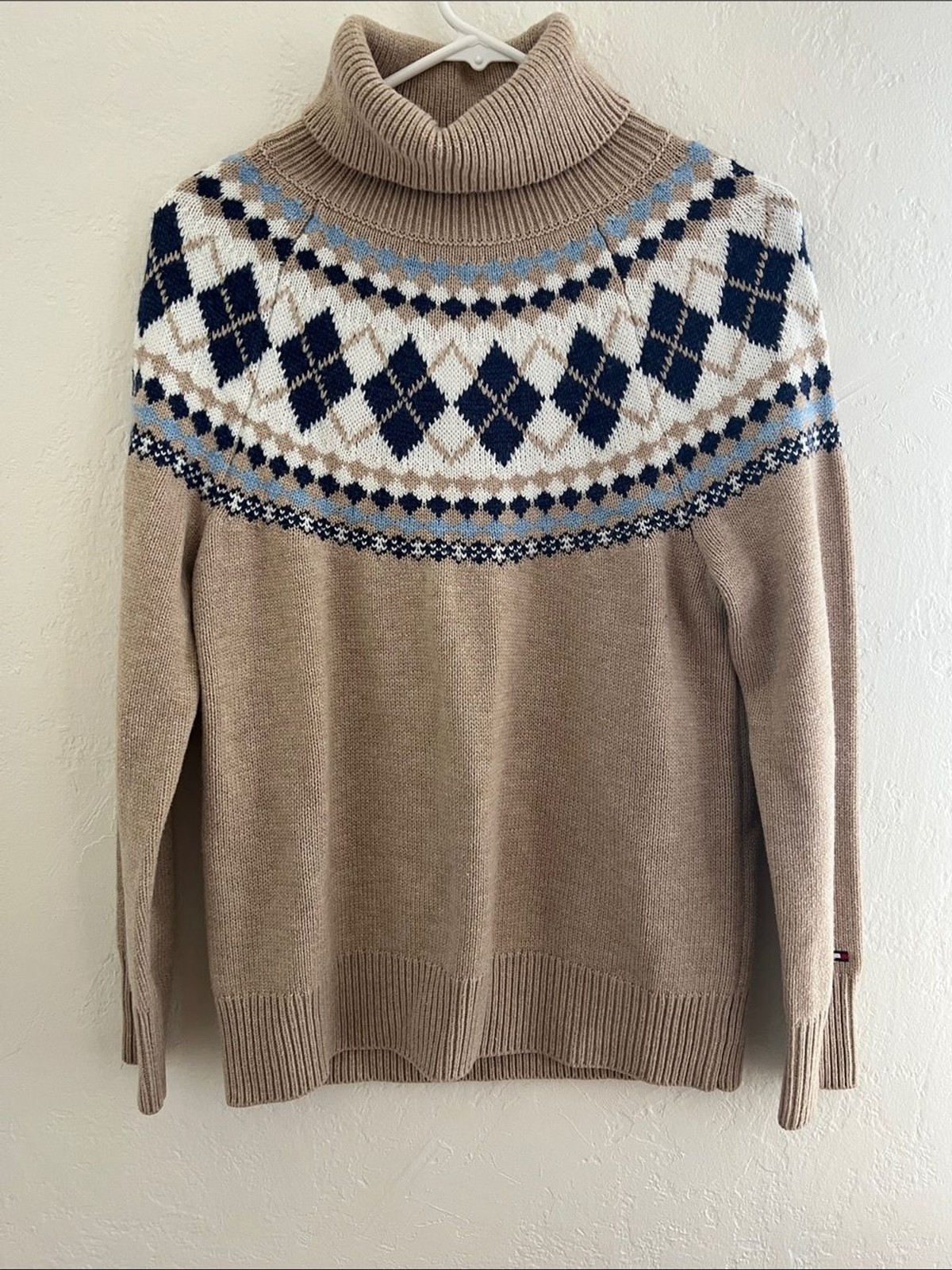 Tommy Hilfiger Argyle Turtleneck Sweater Light Fawn Medium