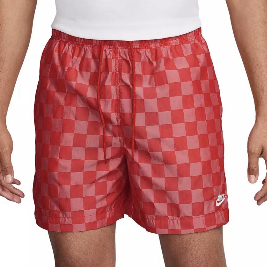 Nike Shorts Sz Large Mens University Red White Club Flow Checkers $60