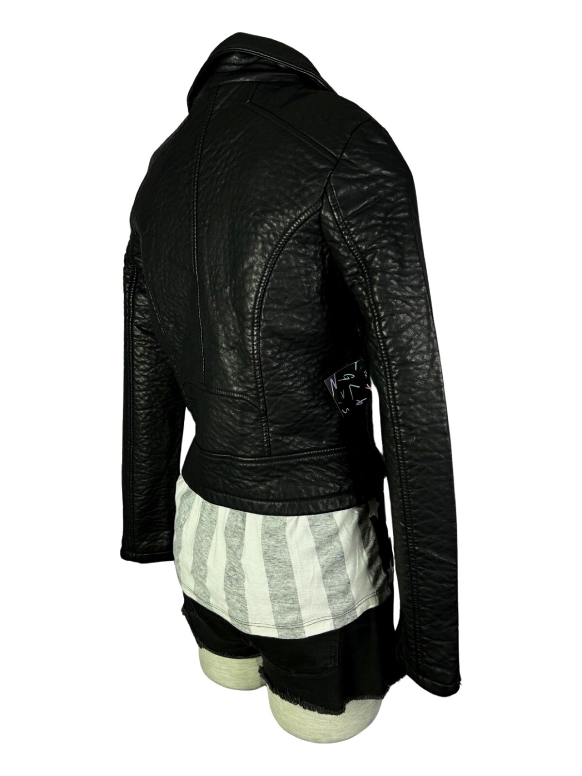 Nasty Gal Atomic Vegan Leather Moto Punk Metal Biker Rock Star Black Jacket