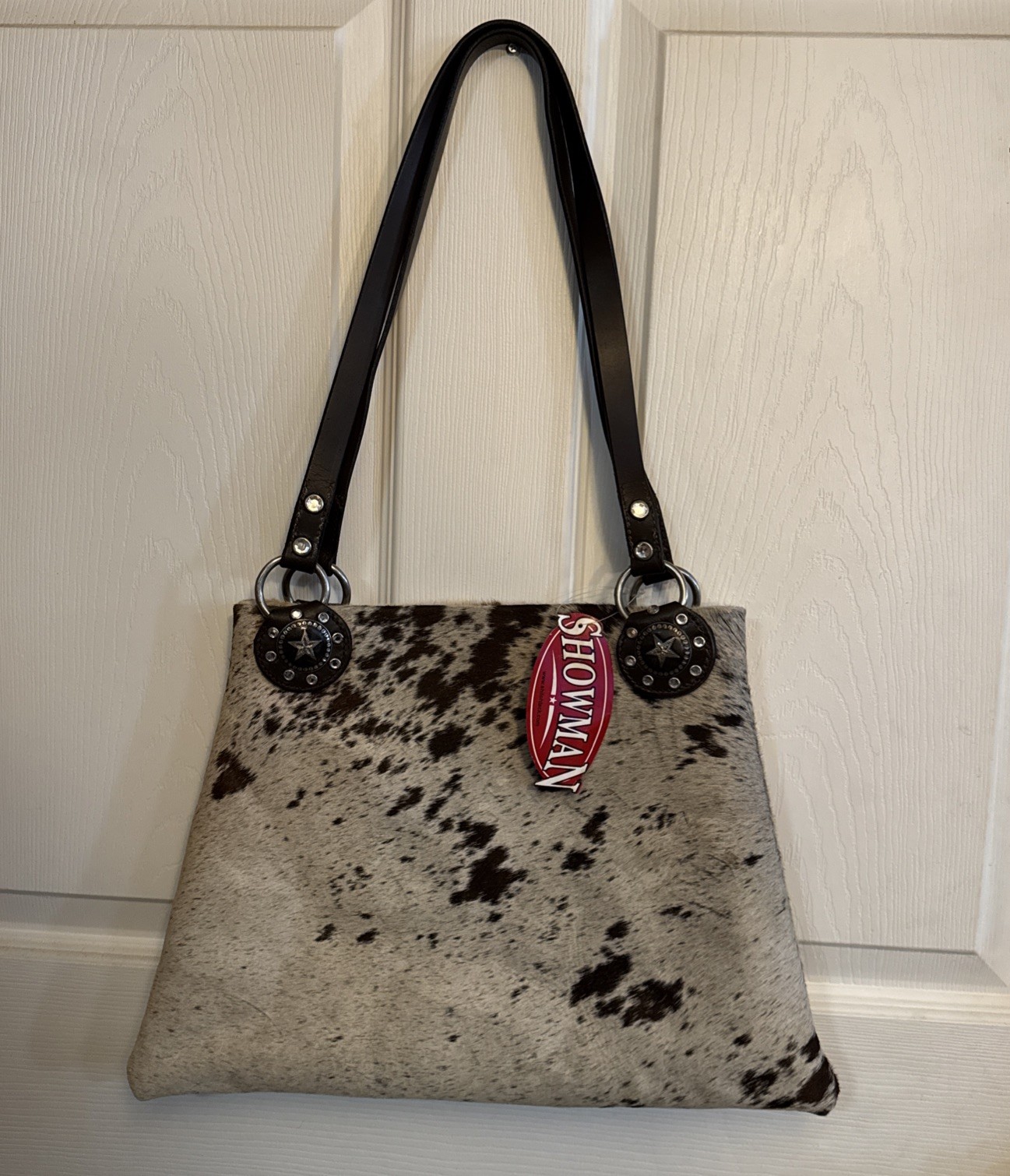 Genuine Cowhide Hair-On Leather Brown/White Western Shoulder Purse