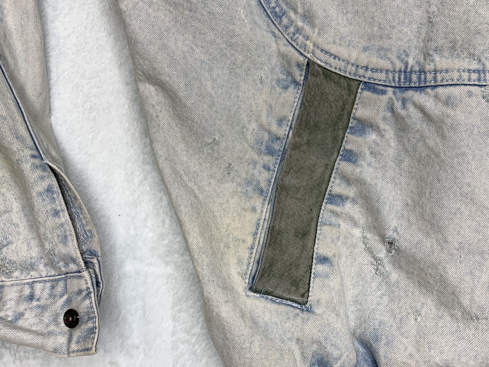 VTG Troop Crown 90’s Washed Denim Jean Jacket Full Zip Embroidered Size XL