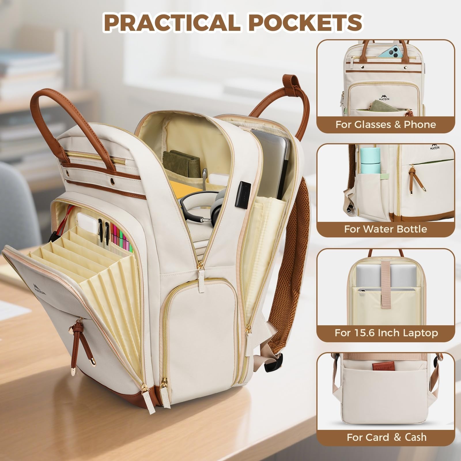 Spacious 15.6″ Laptop Backpack with Lunch Compartment, Organized Pockets, Ideal
