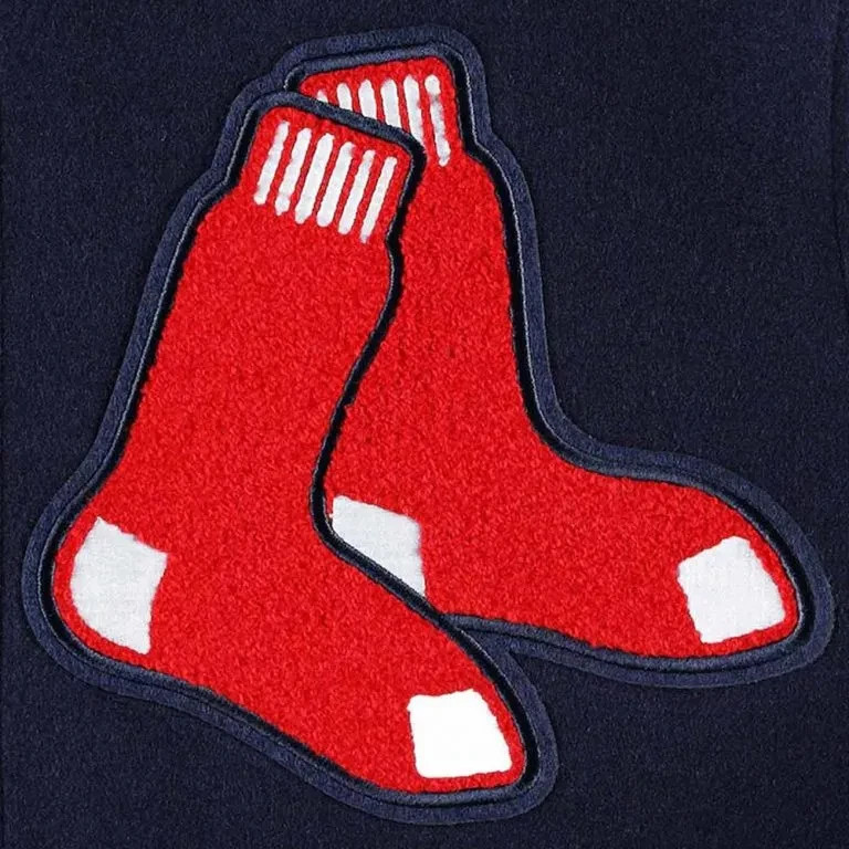 Boston Red Sox Navy Blue Wool Genuine Leather Sleeves Varsity Letterman Jacket