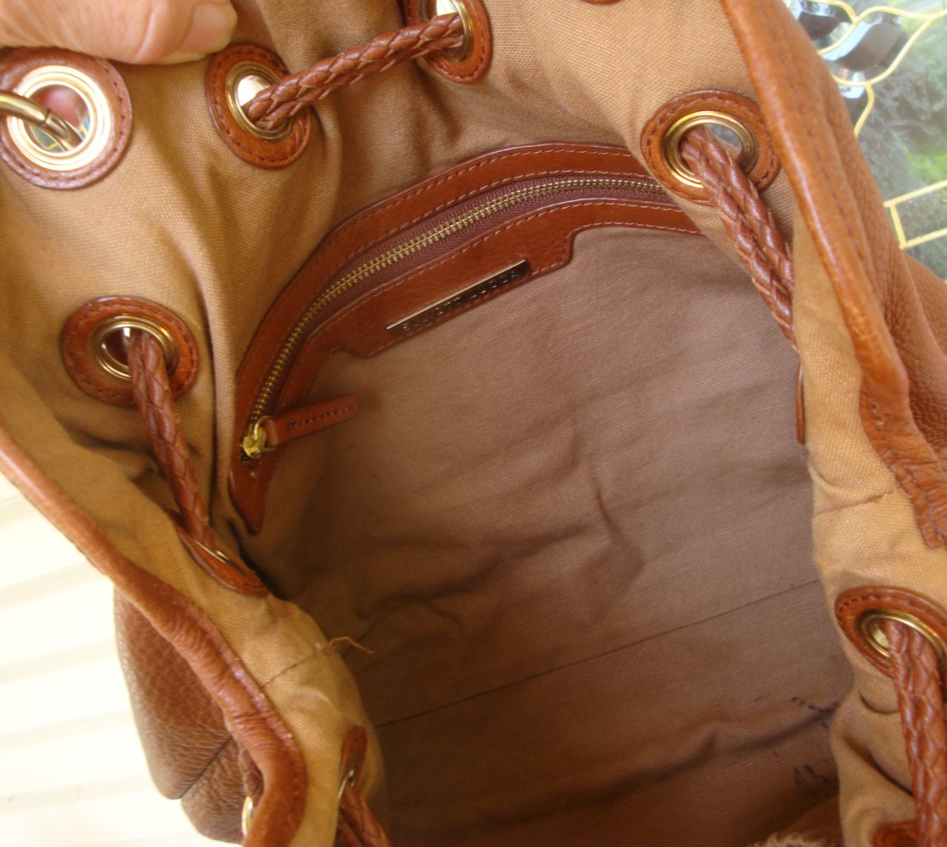 ELLIOTT LUCCA Brown Leather Tote Satchel Handbag Shoulder Hobo Large Drawstring