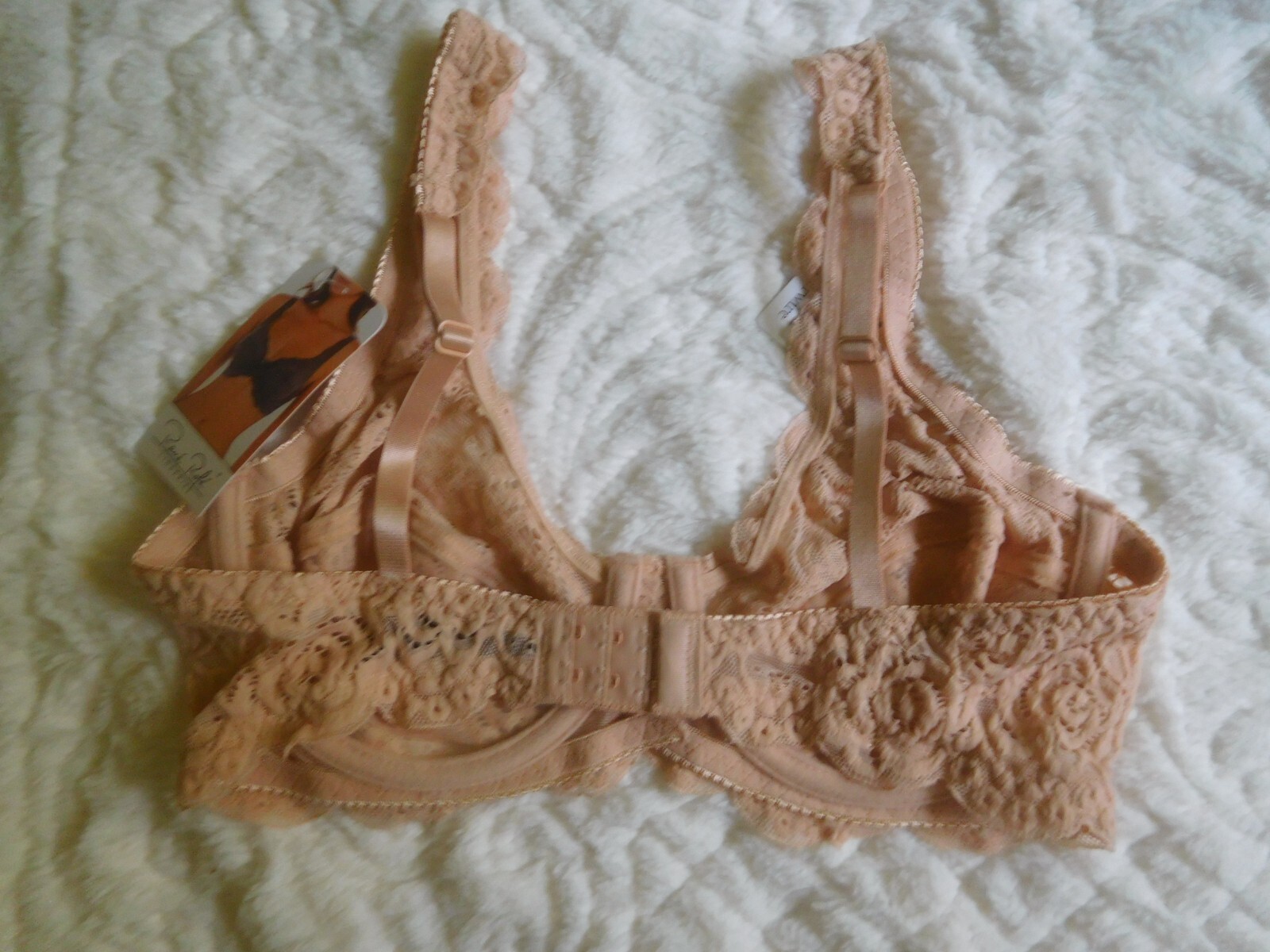 NWT! Rene Rofe Beige Stretch Lace Unlined Underwire Bra 34B