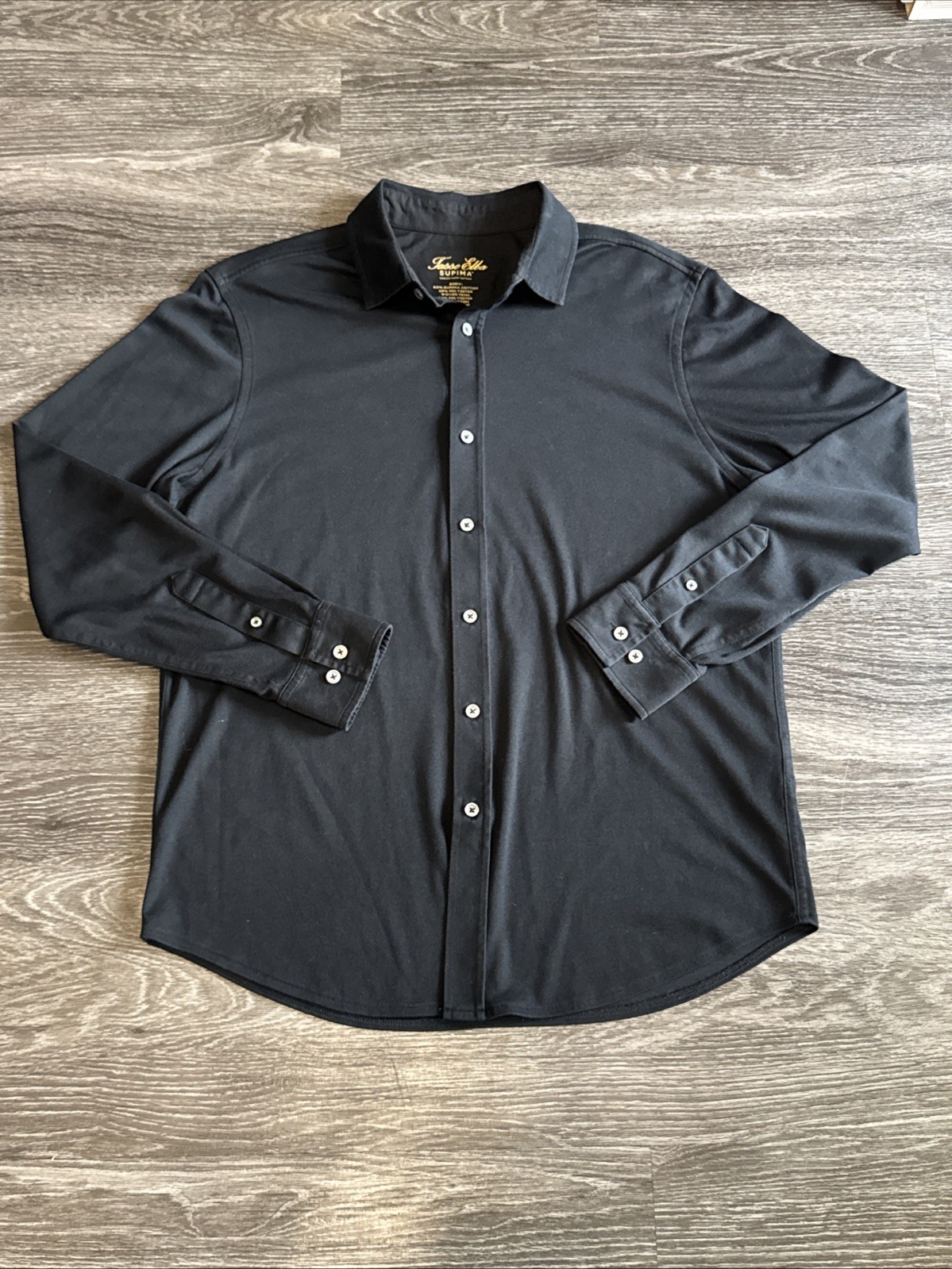 Men’s Tasso Elba Supima Long Sleeve Button Up Size Large Black