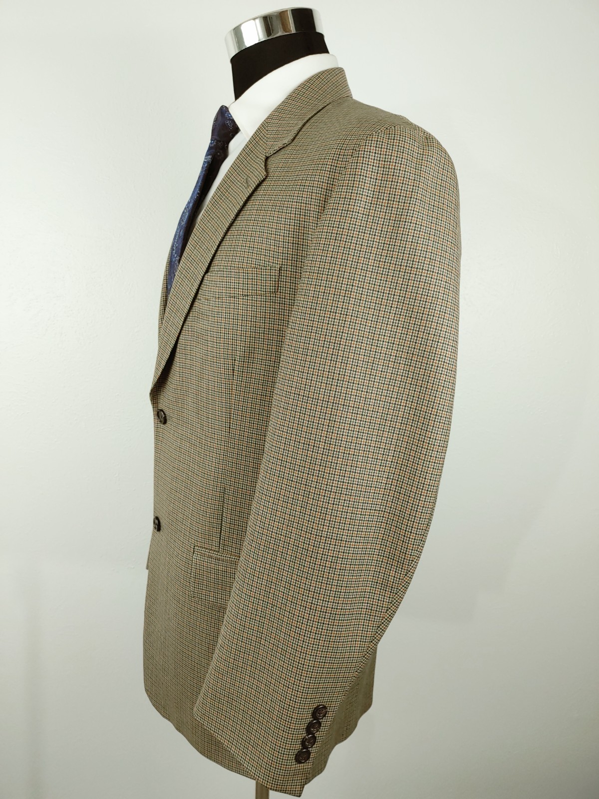Vintage J Crew Blazer Men’s 40/41R Wool Brown Tan Houndstooth Sport Coat Jacket