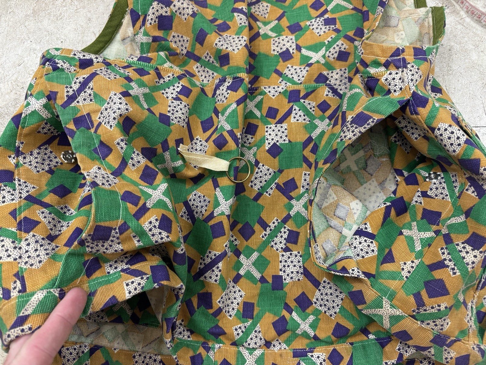 Homemade Hunting Vest 60s 70s Vtg Custom Pockets All Over Print Outdoor XXL
