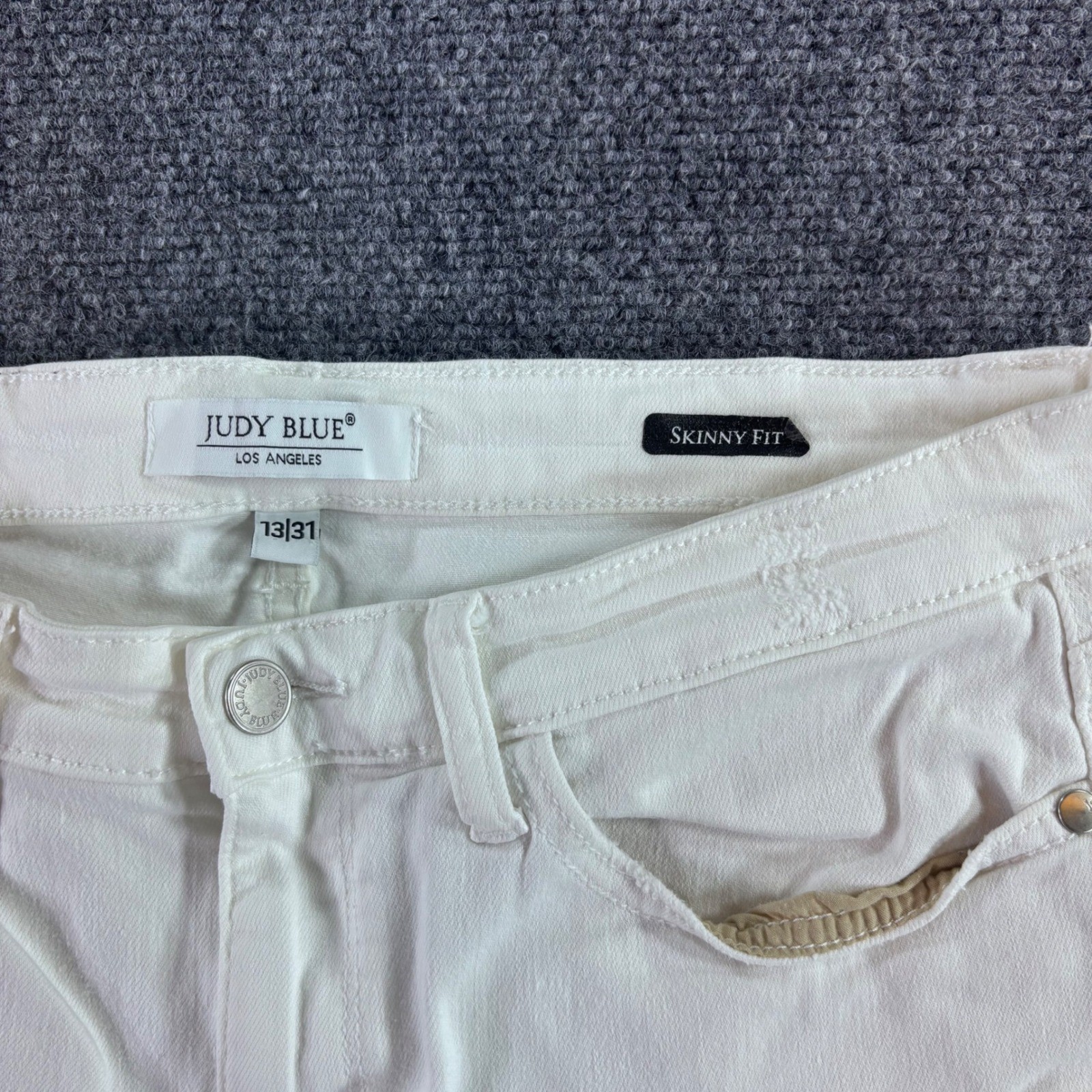 Judy Blue Skinny Jeans Womens 13/31 White Distressed Ripped High Rise