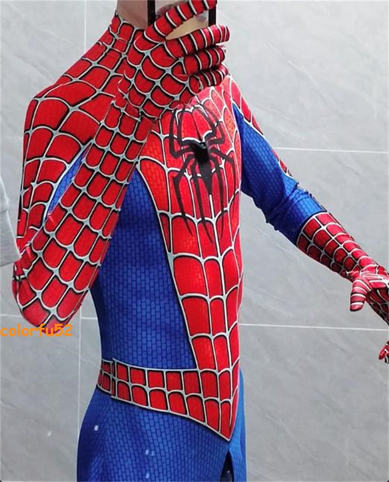 Amazing Spider-Man Tobey Maguire Cosplay Jumpsuit Mask Men Kid Halloween Costume