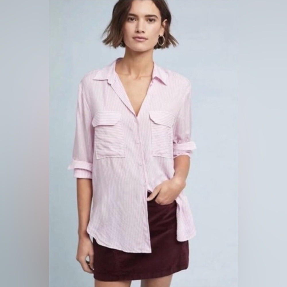 💗 Maeve by Anthropologie Striped Button-Down – Size S ✨