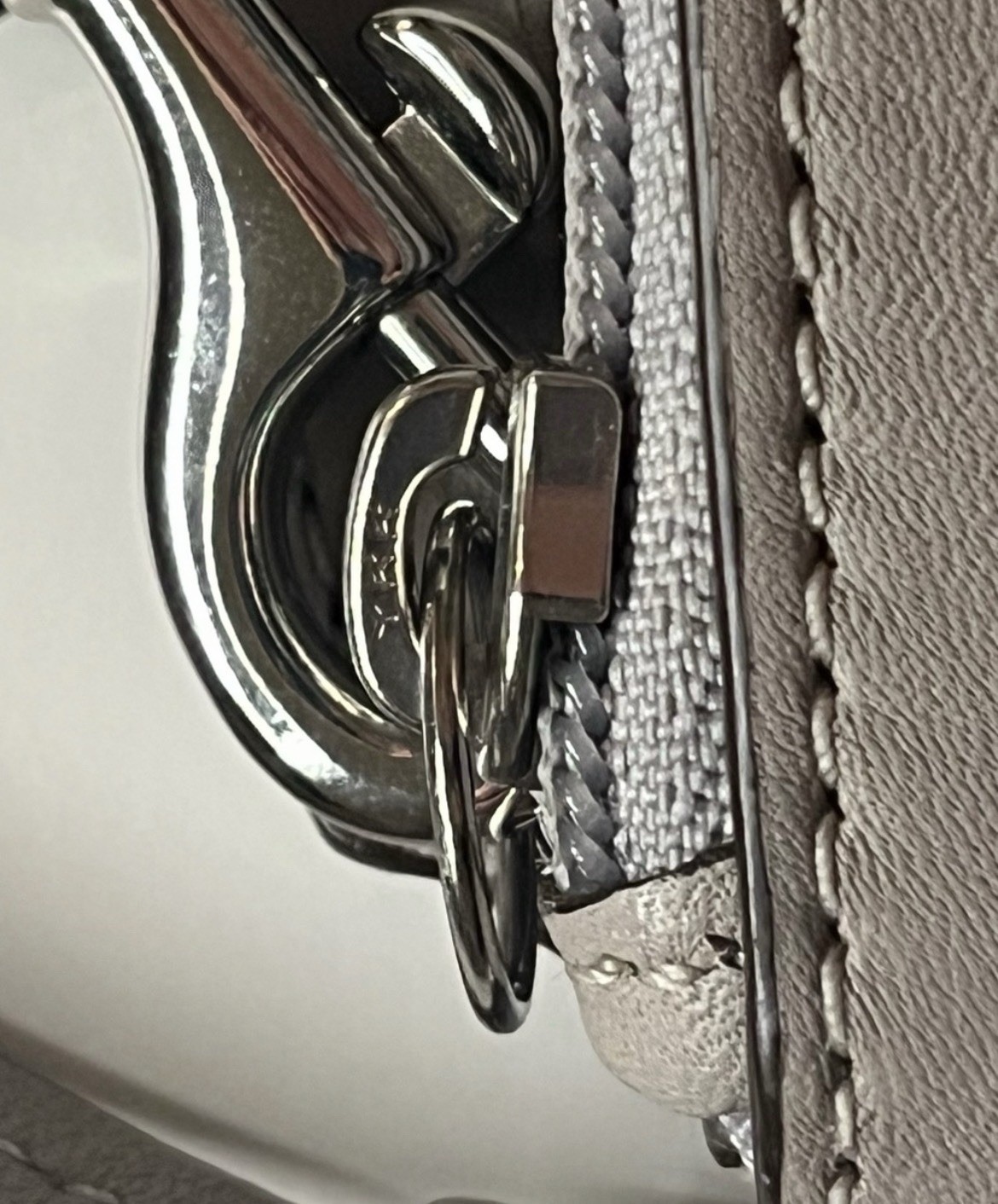 Coach Signature Gray Logo Wristlet Zip Pouch Silver Hardware Wrist Strap