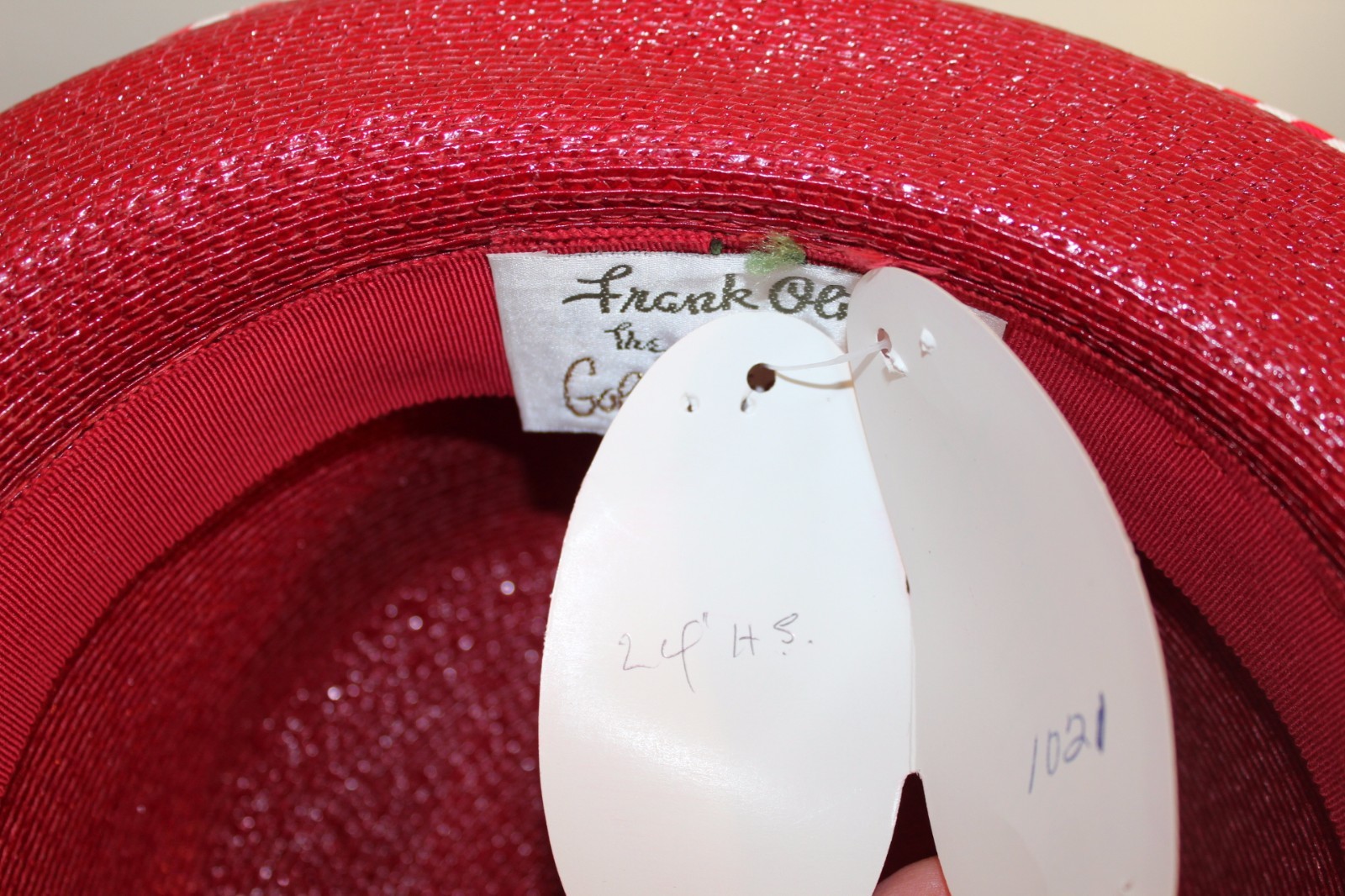 NWT Frank Olive Gold Standard Red Tightly Woven Peppermint Stripe Hat Sz XL