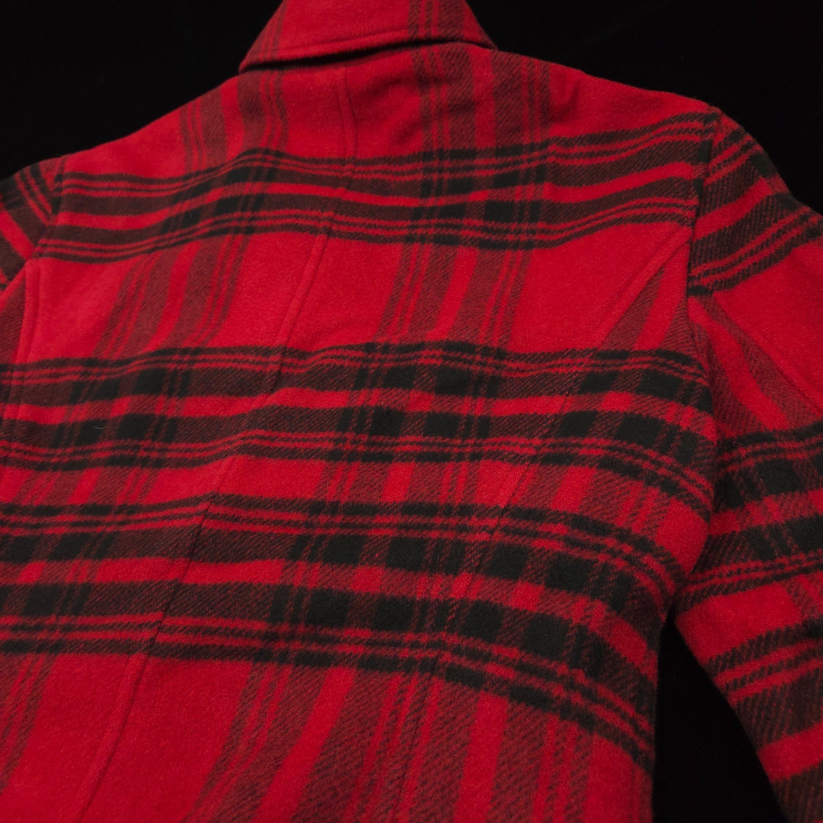 NEW Polo Ralph Lauren Womens Wool Jacket -12 Red Black Peacoat Flannel Coat $698