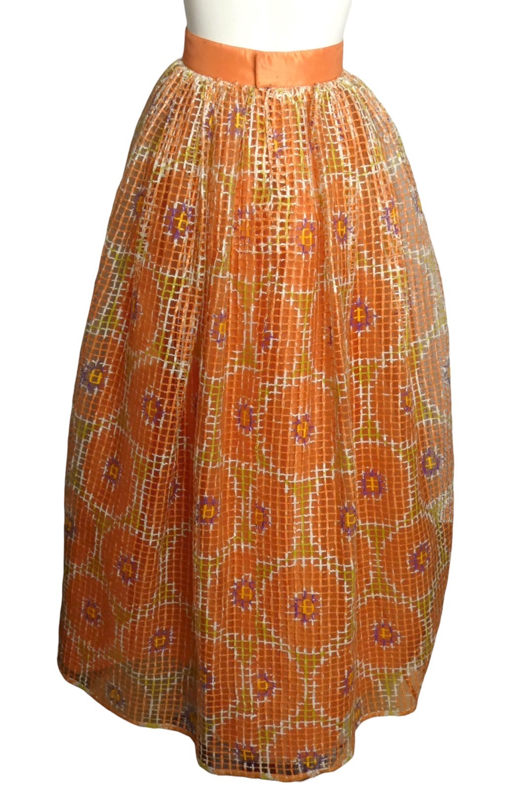 PIERRE CARDIN- 2000 Orange Painted Raffia Ballgown Skirt, Size 4