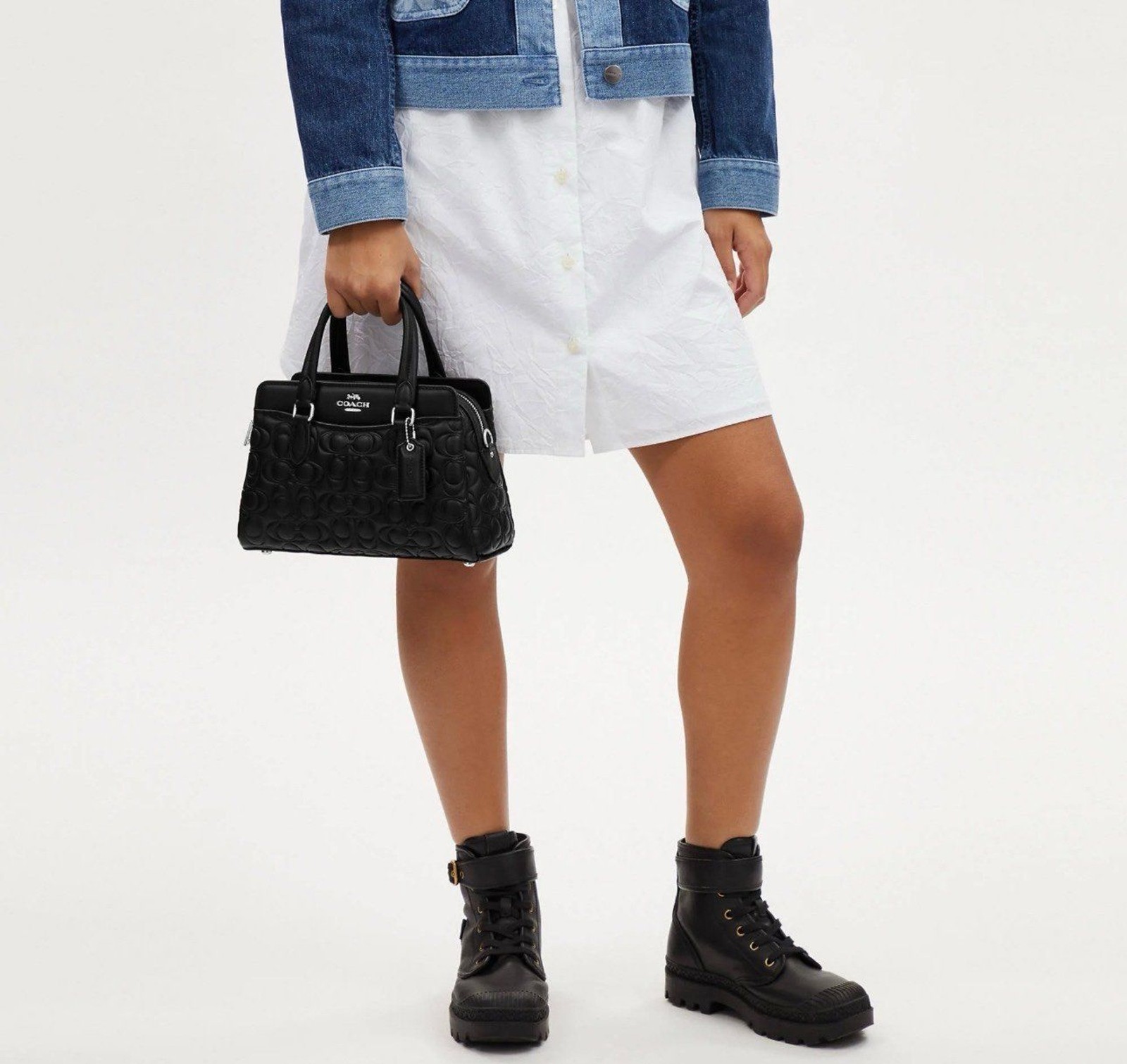 Coach Mini Darcie Carryall Bag br In Blocked Signature Canvas Black