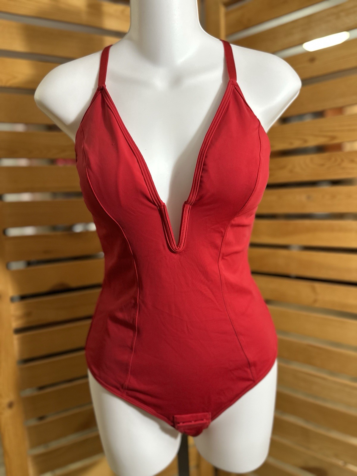 Shaper in Red Sexy Low Cut Shapewear Bodysuit Size Medium