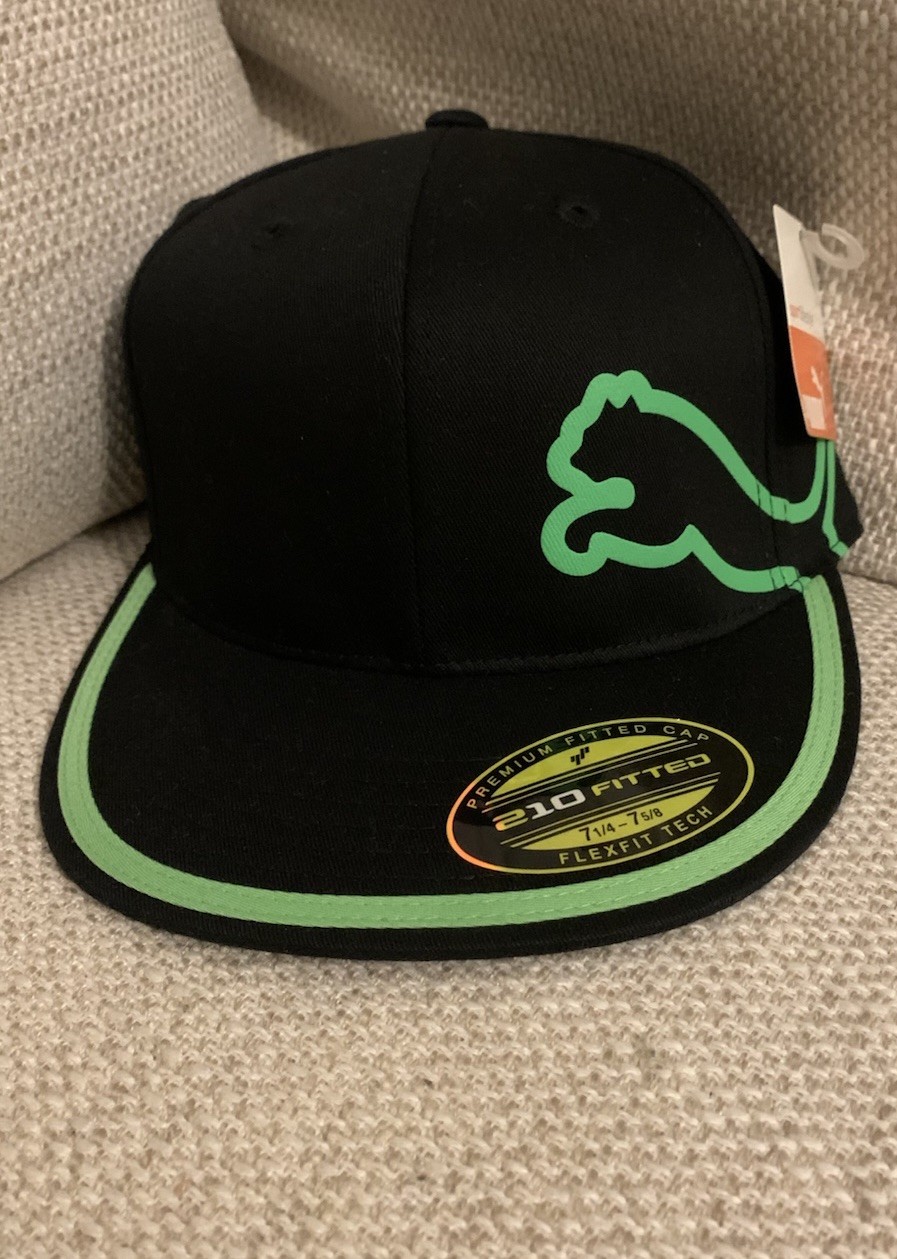 Puma 210 Cobra Fitted By Flex Fit Golf Cap Hat Black Fluro Green