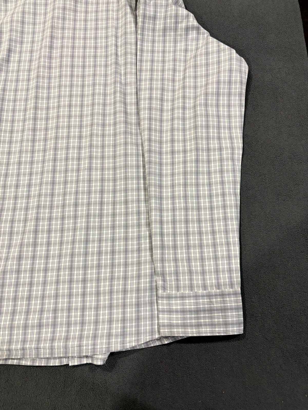 Sonoma Shirt Mens Large Gray Plaid Cotton Stretch Pleated Performance Button Up