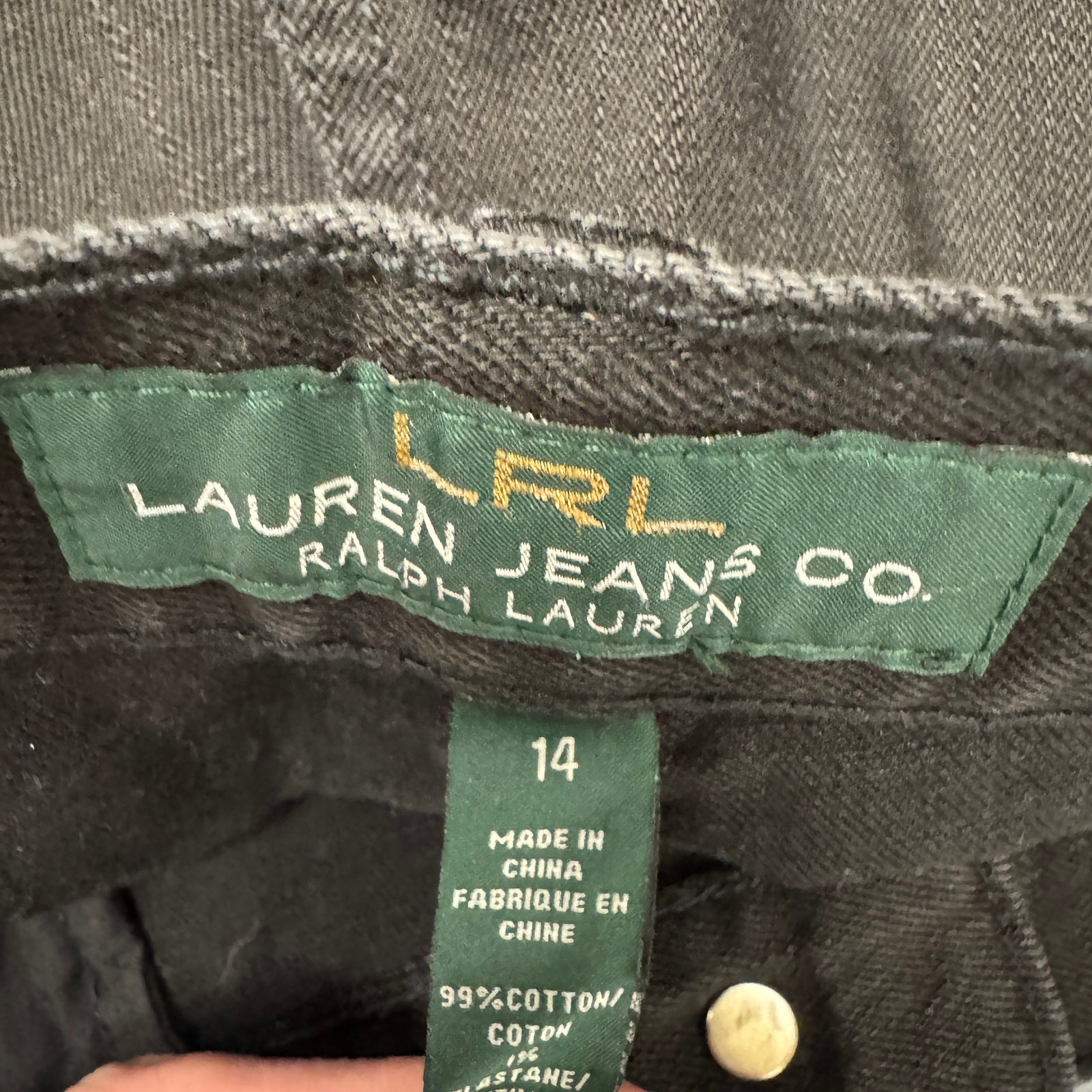 LRL Jeans Womens 14 (36×31.5 ACTUAL) Black Denim Zippered Pockets Straight Leg
