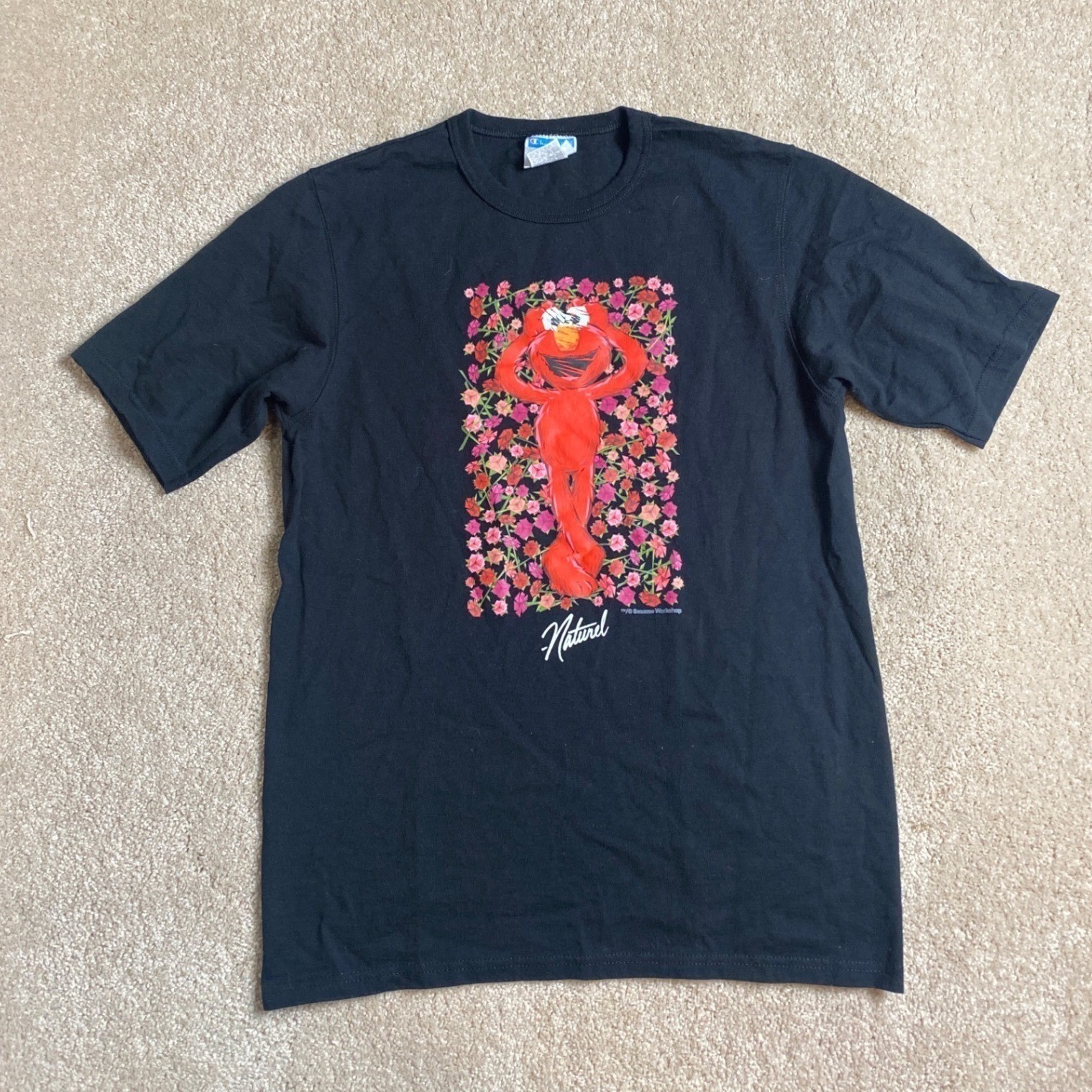 Champion Naturel Elmo Sesame Street Graphic T-Shirt Mens Medium Black Cotton