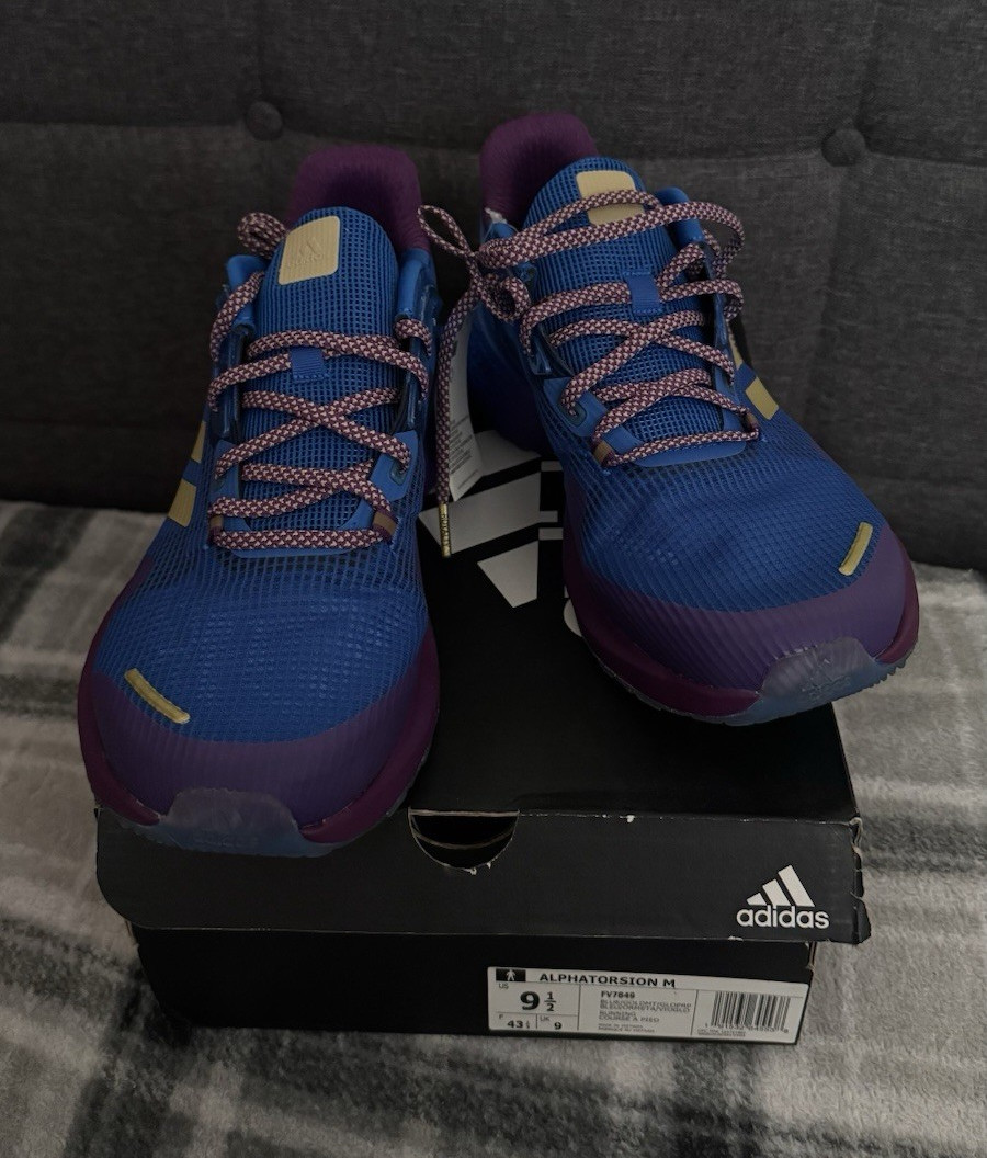 adidas Alphatorsion M Men’s Low Top Lace-Up Sneakers Blue Purple Gold FY7849