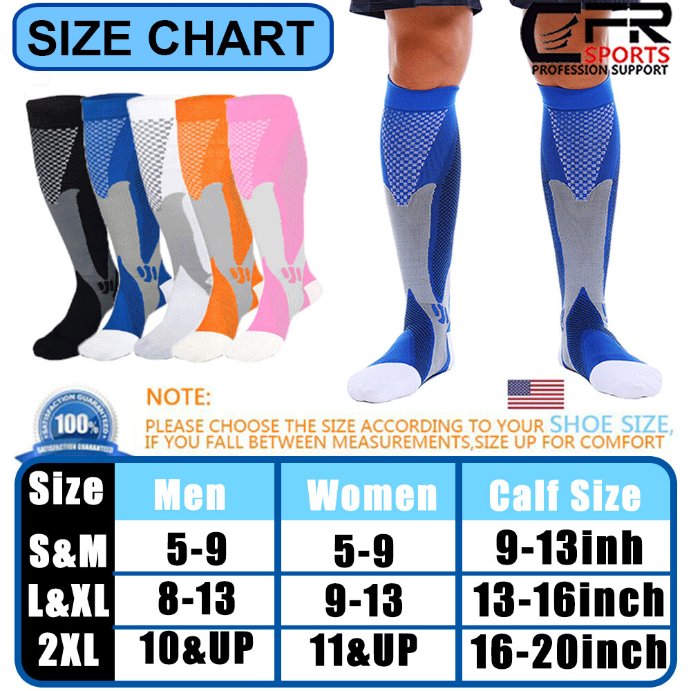 Compression Socks Pain Relief Calf Leg Foot Fatigue Support Stocking Men&Women